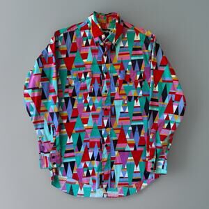 Vintage Wrangler Brushpopper Shirt 16 Multicolor 80s Western Argyle Diamond
